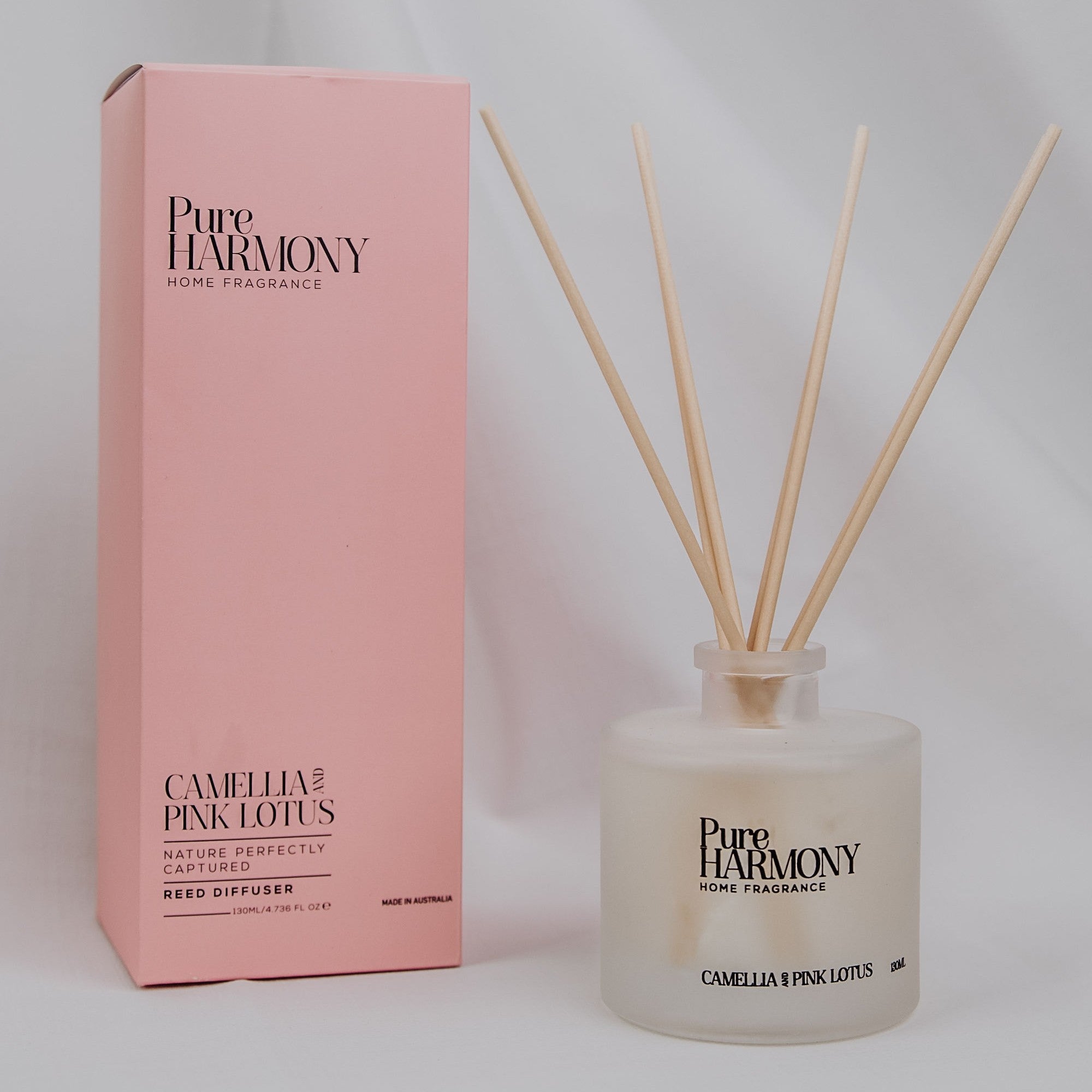 Pink Container Reed Diffuser Camellia & Pink Lotus Reed Diffuser – Pure Harmony